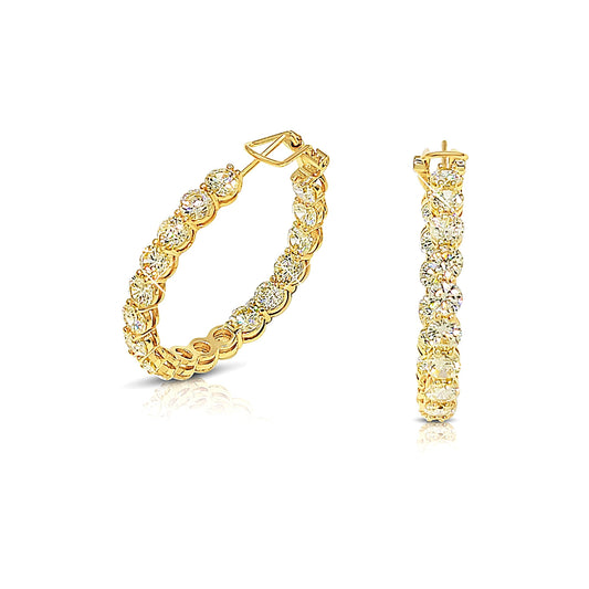 MAËVA 40MM White CZ Diamond Simulant Hoop Earrings 14K Gold Over Sterling Silver