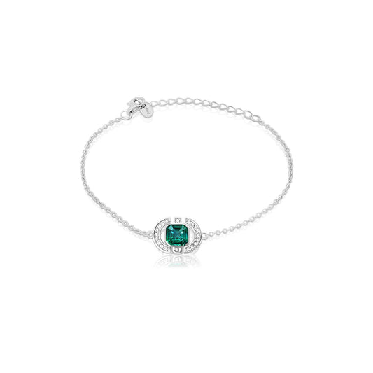 MELODY Emerald Green Crystal Bracelet in Rhodium Over Sterling Silver