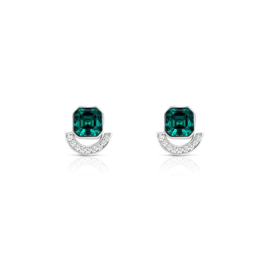 MELODY Emerald Green Crystal Earrings in Rhodium Over Sterling Silver