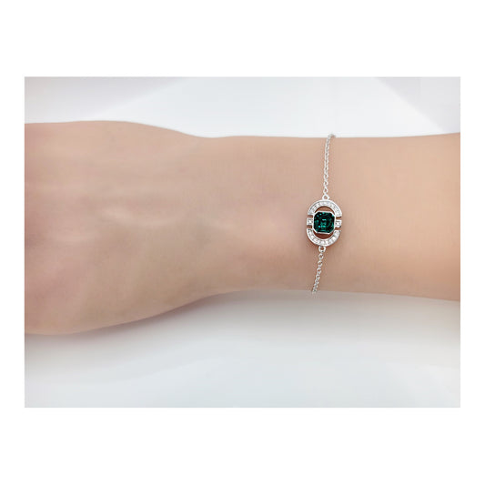 MELODY Emerald Green Crystal Bracelet in Rhodium Over Sterling Silver