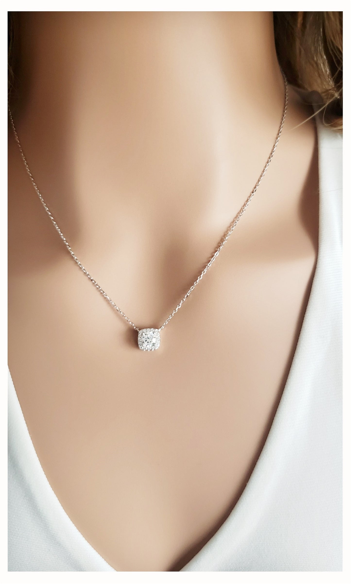 MONIQUE Square Cubic Zirconia Solitaire Pendant Necklace