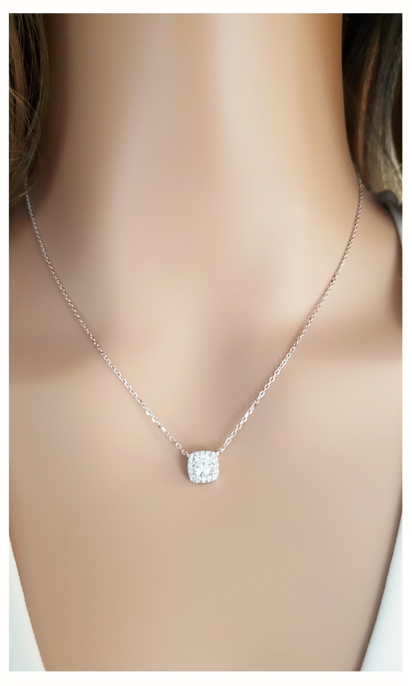 MONIQUE Square Cubic Zirconia Solitaire Pendant Necklace