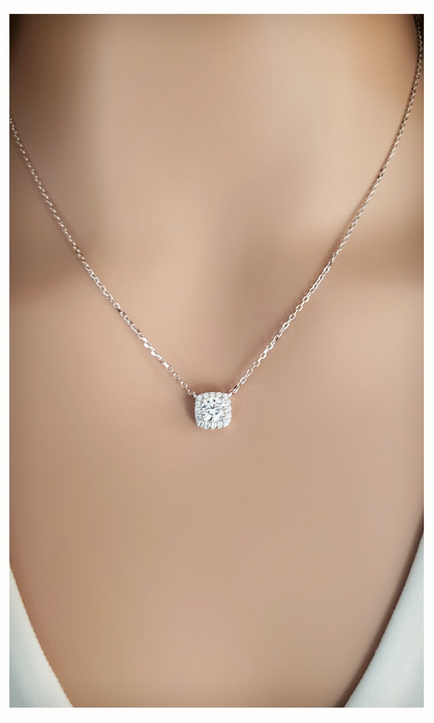 MONIQUE Square Cubic Zirconia Solitaire Pendant Necklace