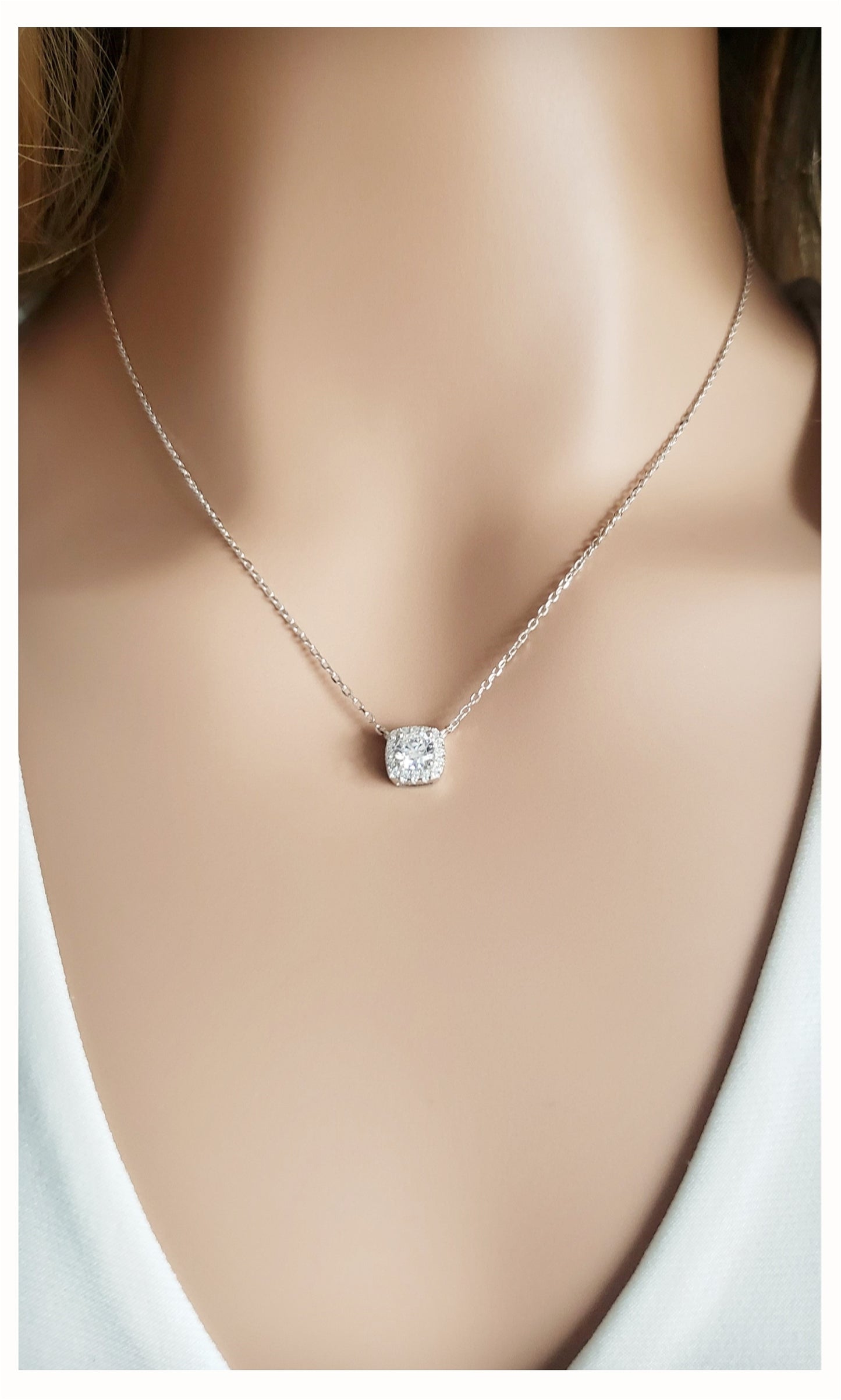 MONIQUE Square Cubic Zirconia Solitaire Pendant Necklace