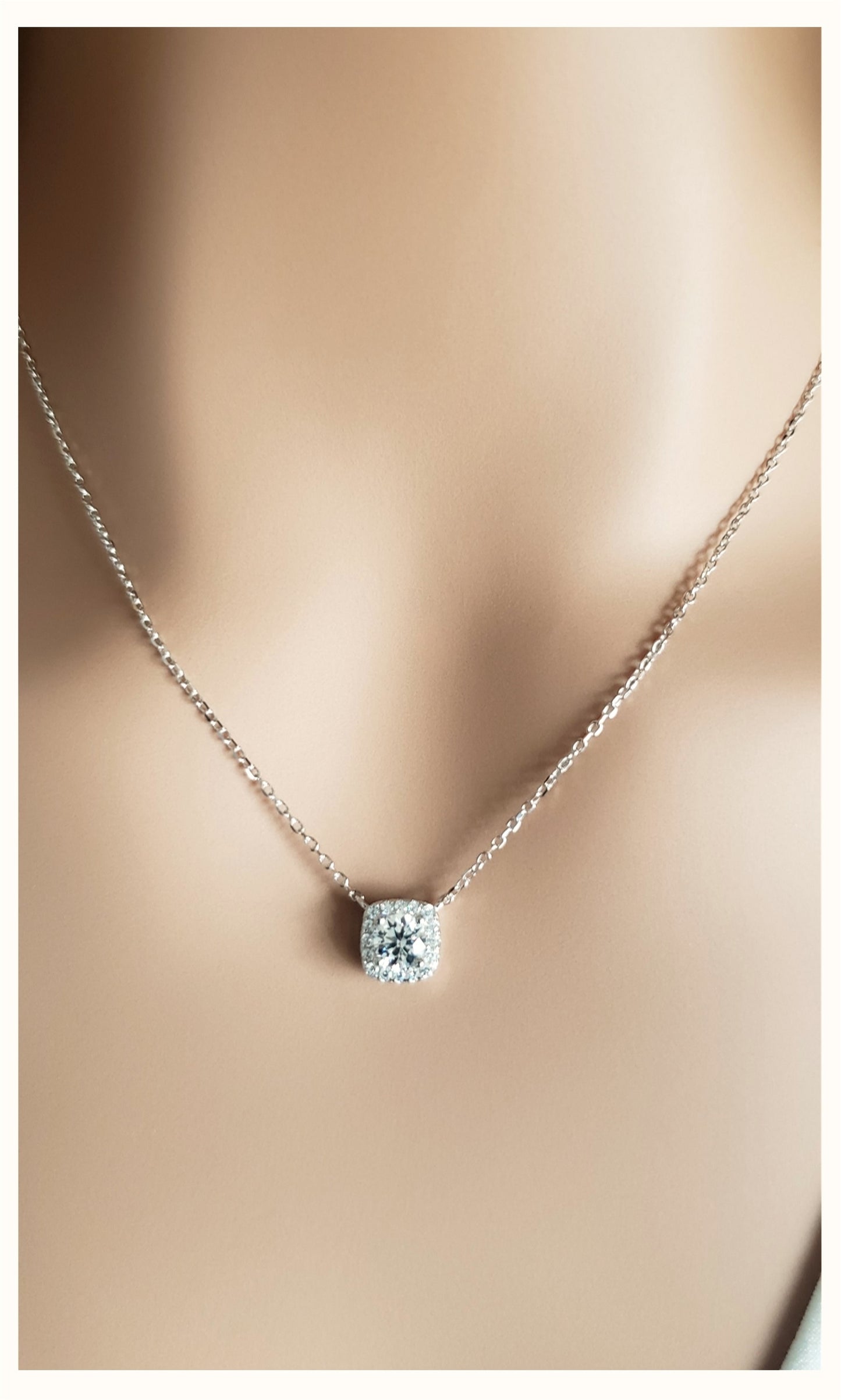 MONIQUE Square Cubic Zirconia Solitaire Pendant Necklace