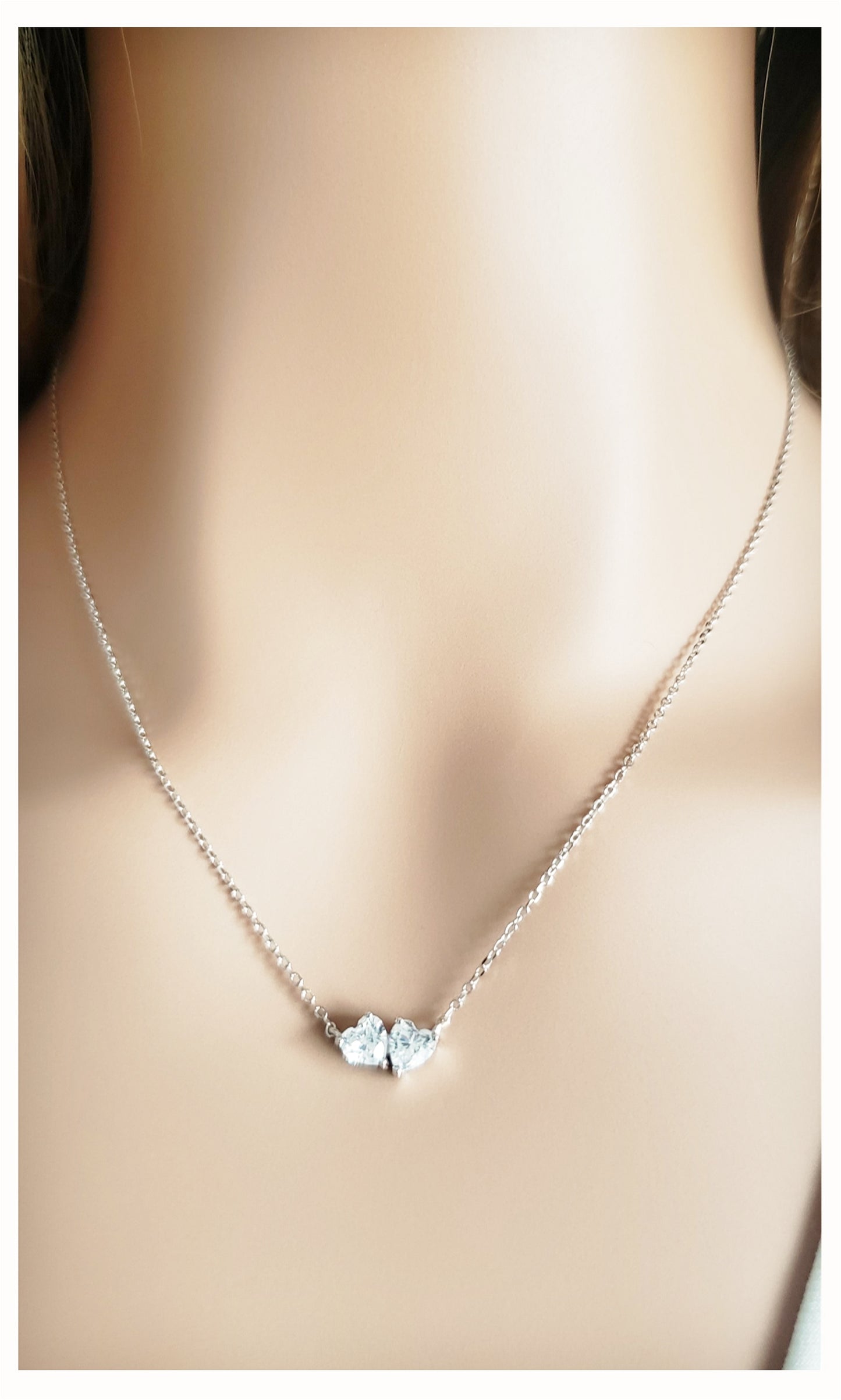 MỸ TUYEN Double Heart Necklace Pendant in Sterling Silver