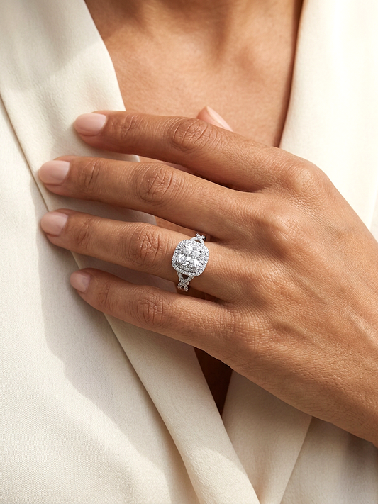 MAGGIE CZ Diamond Double Halo Engagement Ring