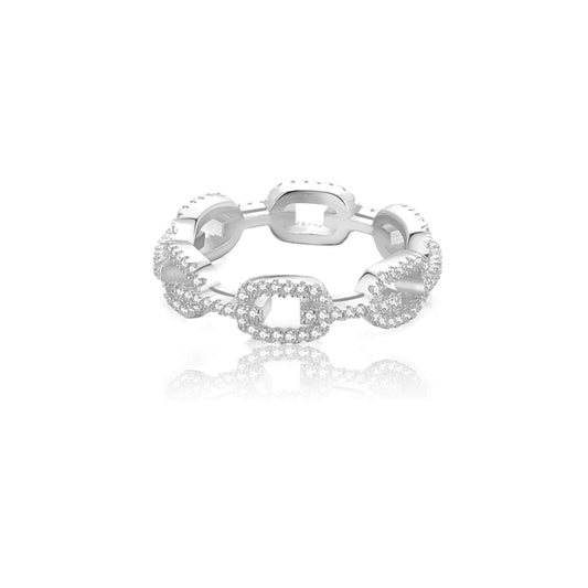 NAANA Chain Link Ring in Rhodium Over Sterling Silver