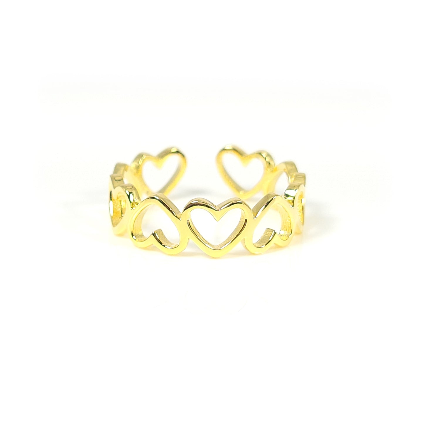NELLIE Adjustable Open Heart Ring 18K Gold Over Sterling Silver