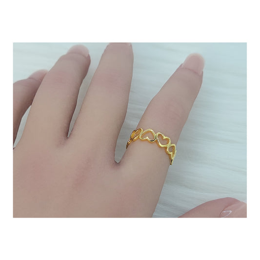 NELLIE Adjustable Open Heart Ring 18K Gold Over Sterling Silver