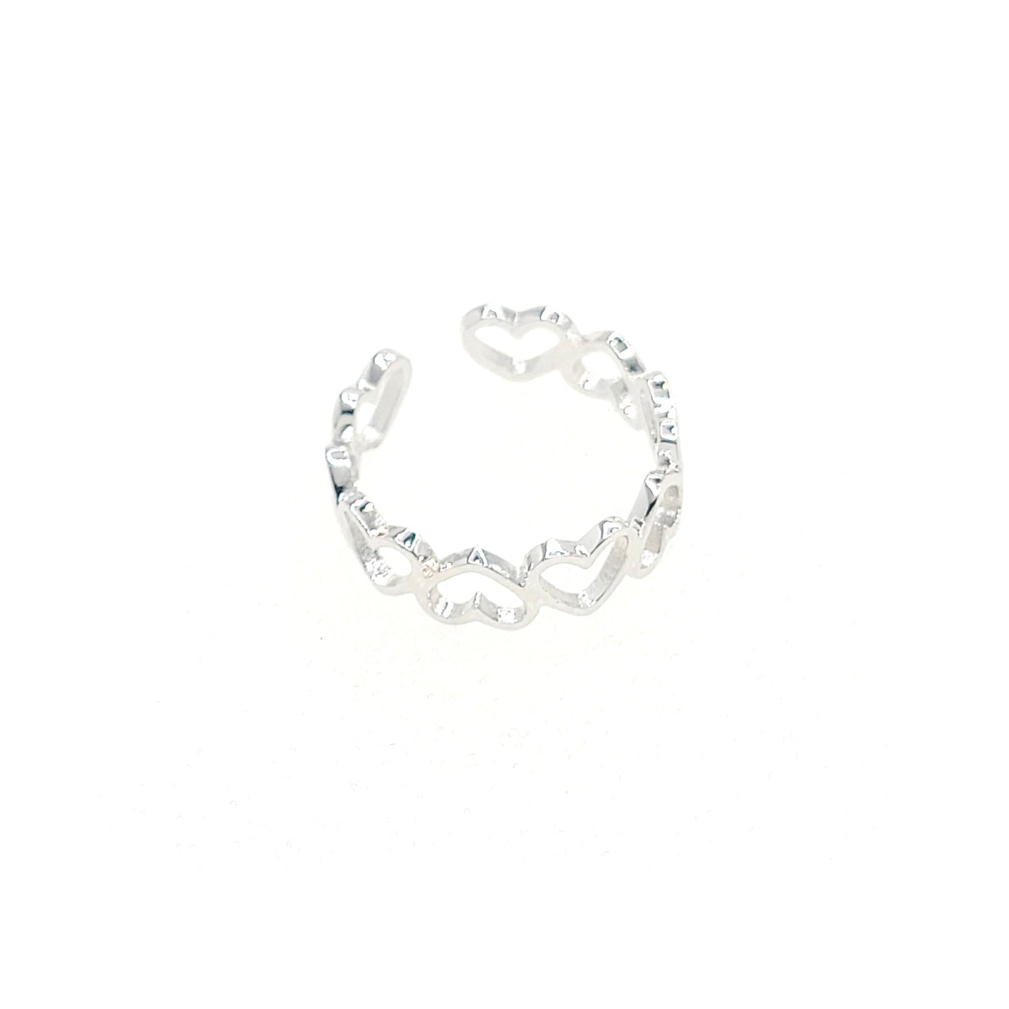 NELLIE Adjustable Open Heart Ring in Sterling Silver