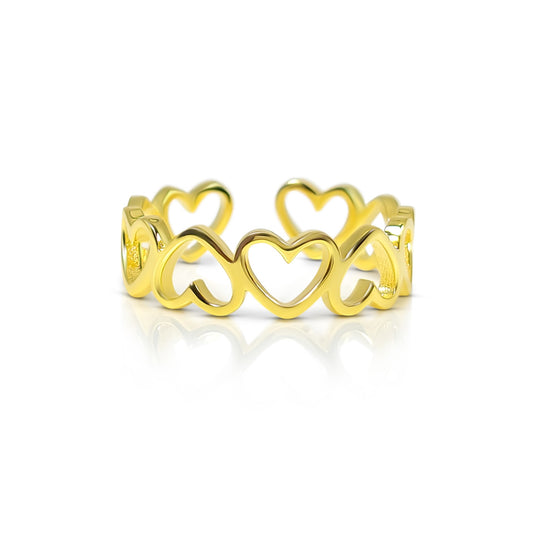 NELLIE Adjustable Open Heart Ring 18K Gold Over Sterling Silver