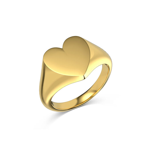 ASHLEY 12MM Heart Signet Ring 18K Gold Over Sterling Silver