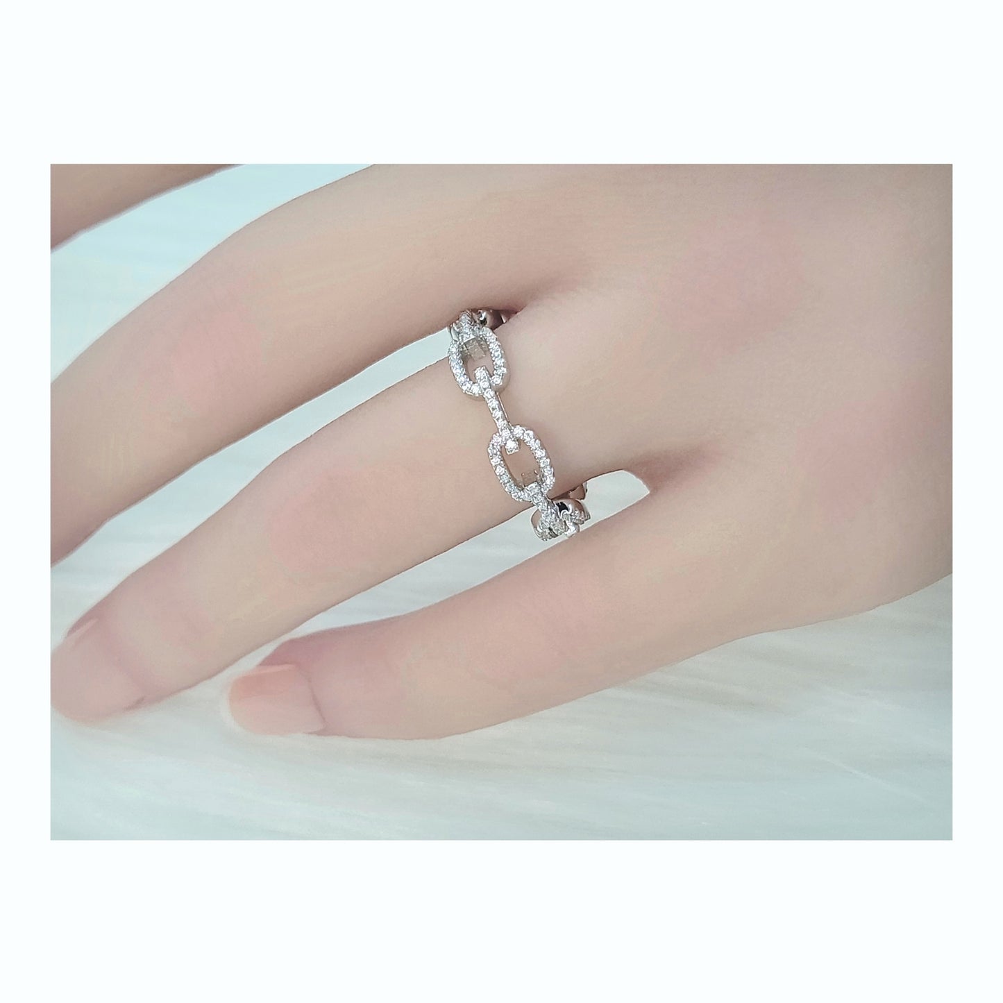 NAANA Chain Link Ring in Rhodium Over Sterling Silver