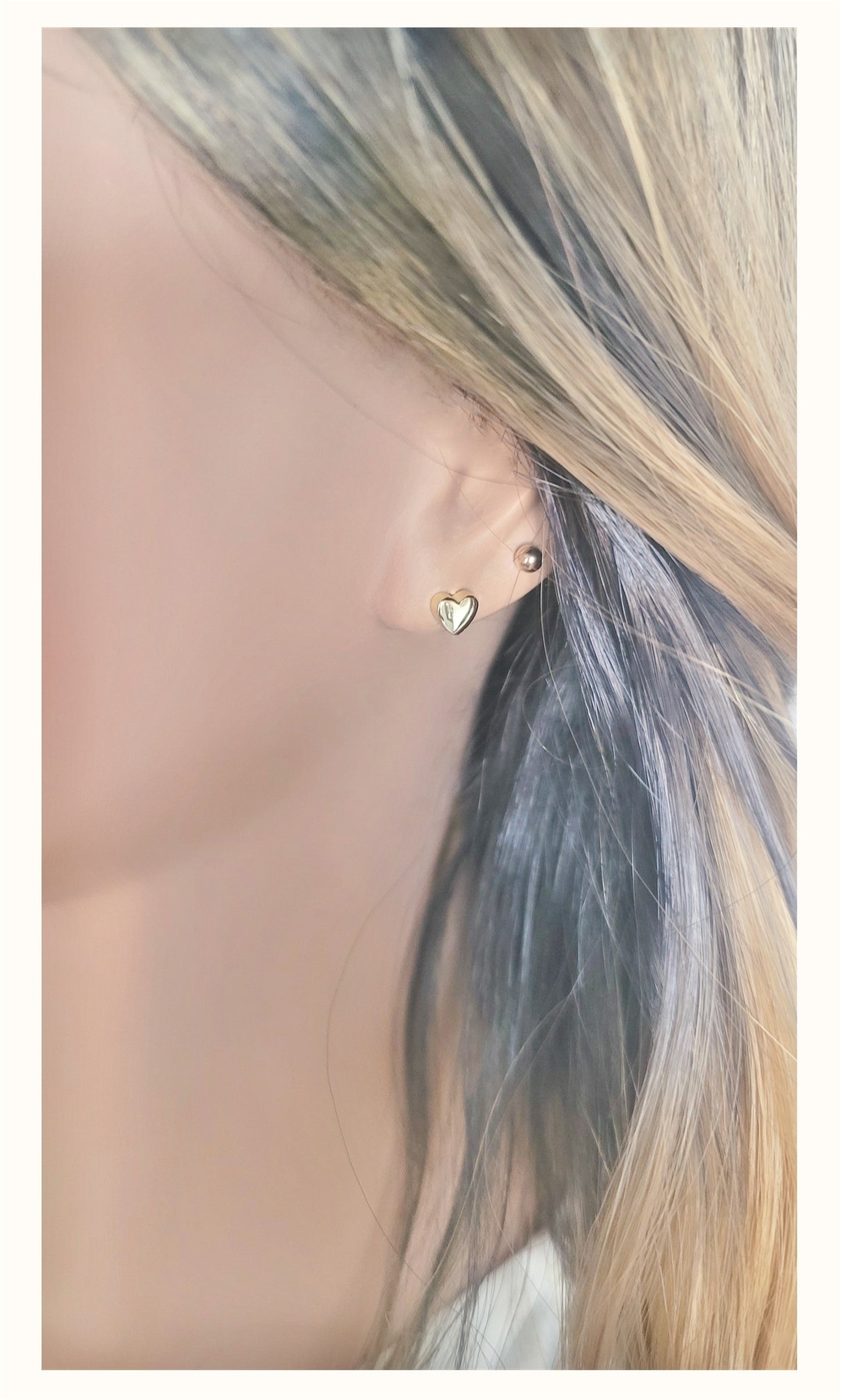 DESIREE 6MM Heart Stud Earrings 14K Gold Over Sterling Silver