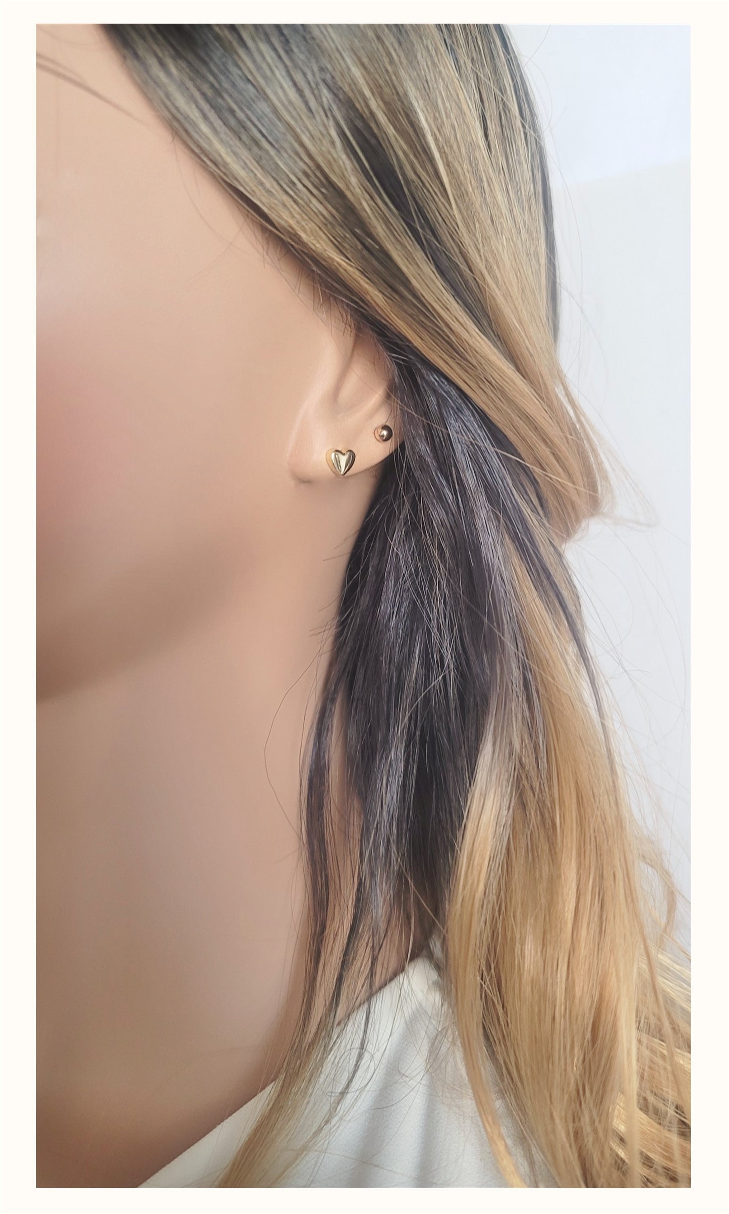 DESIREE 6MM Heart Stud Earrings 14K Gold Over Sterling Silver