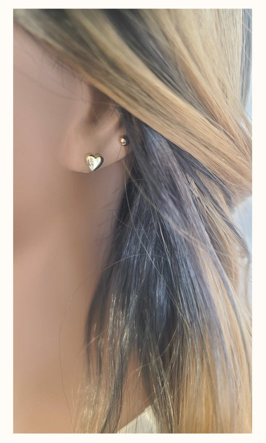 DESIREE 6MM Heart Stud Earrings 14K Gold Over Sterling Silver