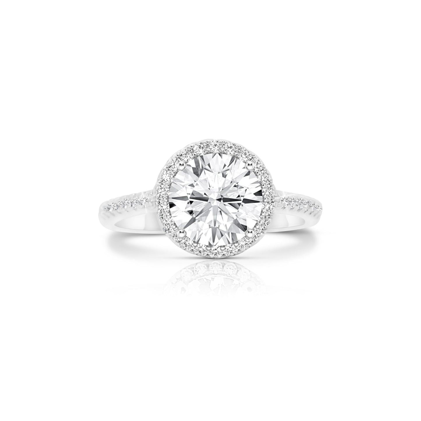 RACHEL Halo Round Cut Ring in Sterling Silver