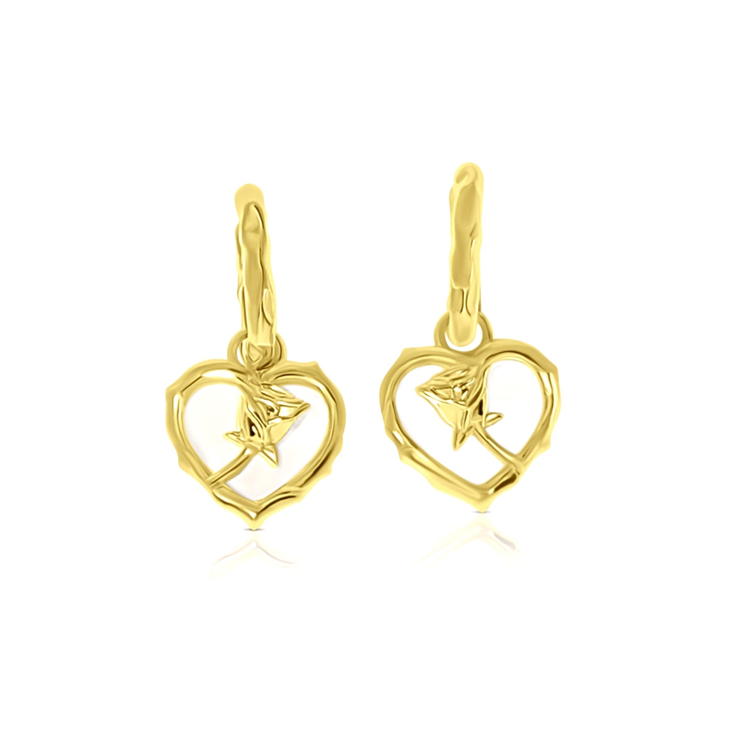ROSE Mother-Of-Pearl Heart Earrings 18K Gold Plated