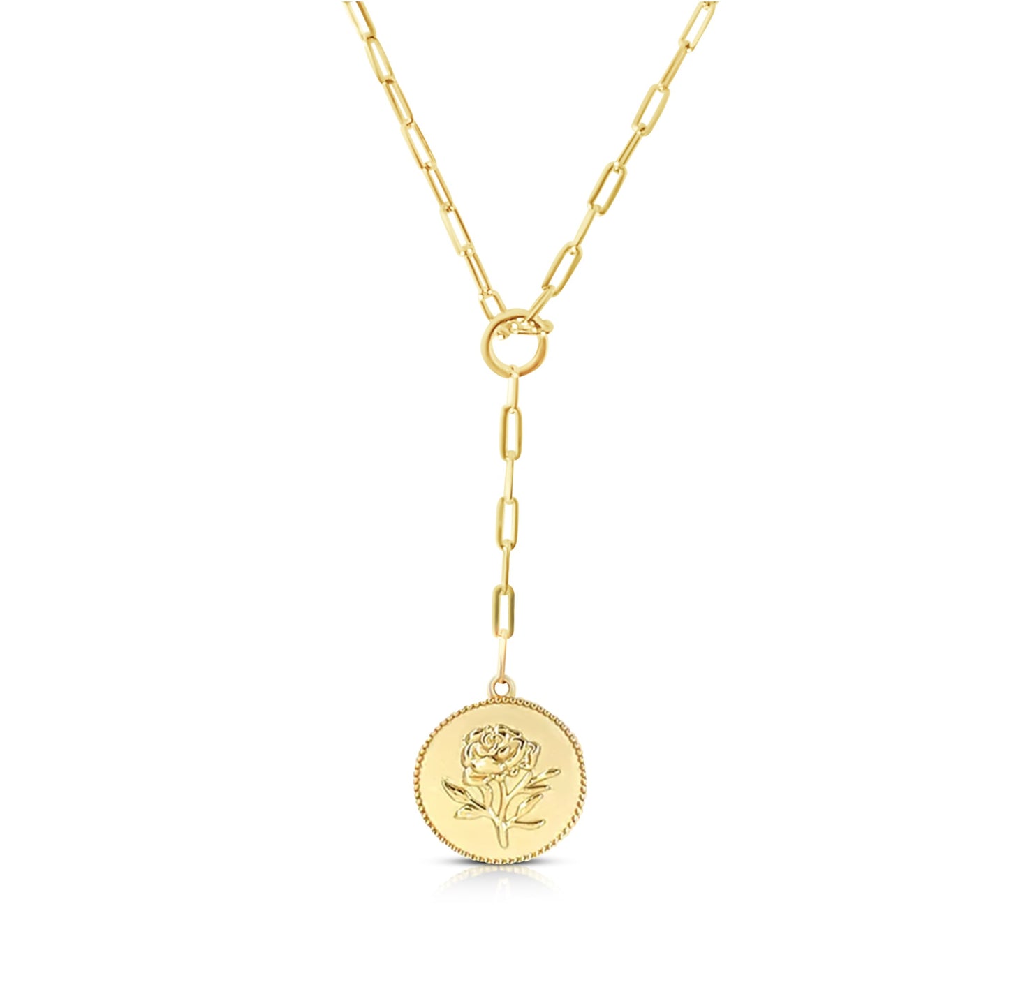 SIMONNE Rose Flower Drop Necklace 18K Gold Over Sterling Silver