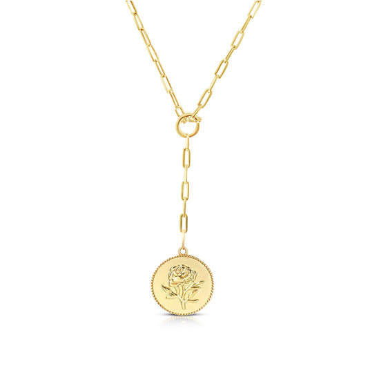 SIMONNE Rose Flower Drop Necklace 18K Gold Over Sterling Silver