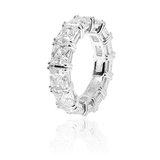 SOFIA White CZ Diamond Simulant Eternity Tennis Band in Rhodium Over Sterling Silver