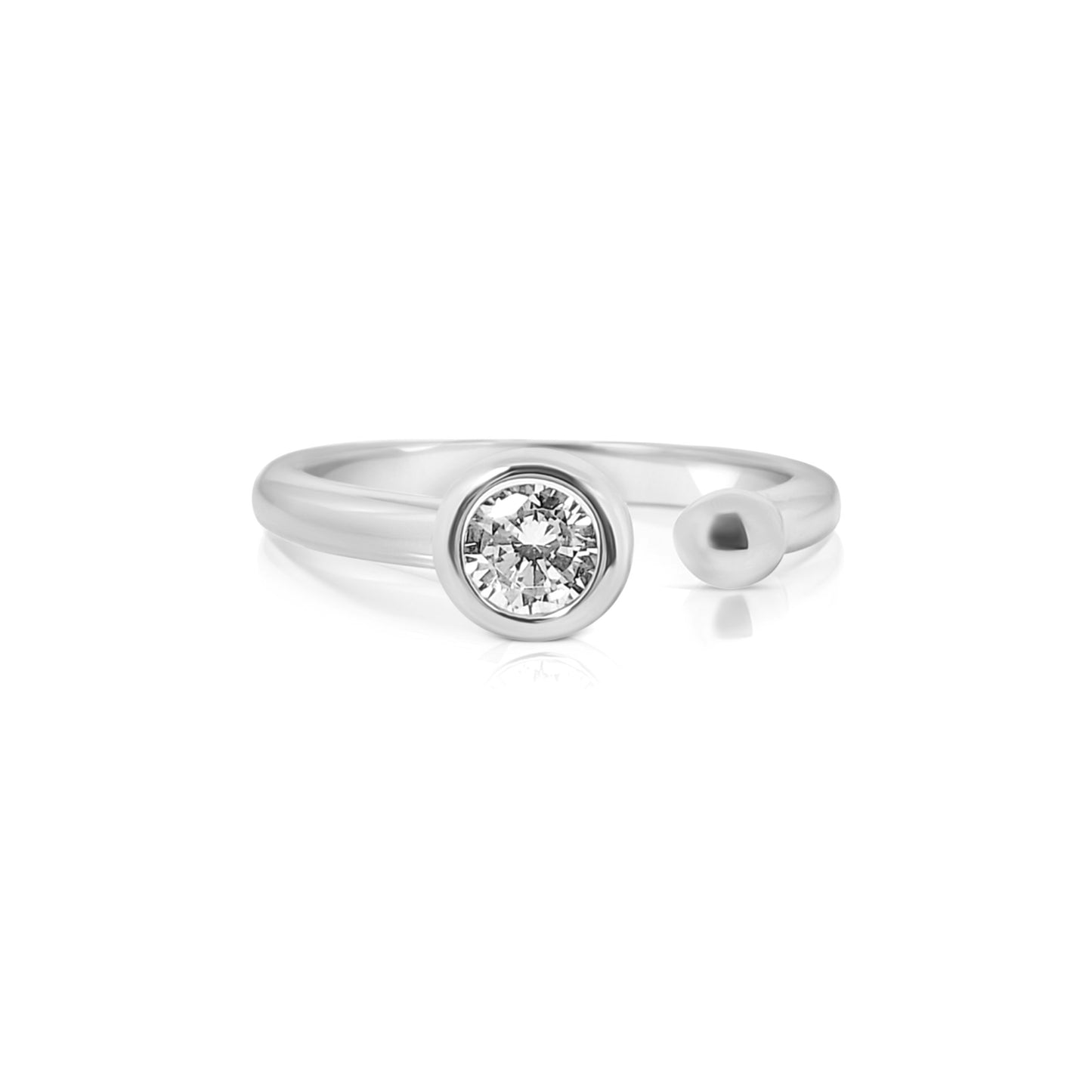 STEFANIE Round Cut Open Ring in Sterling Silver