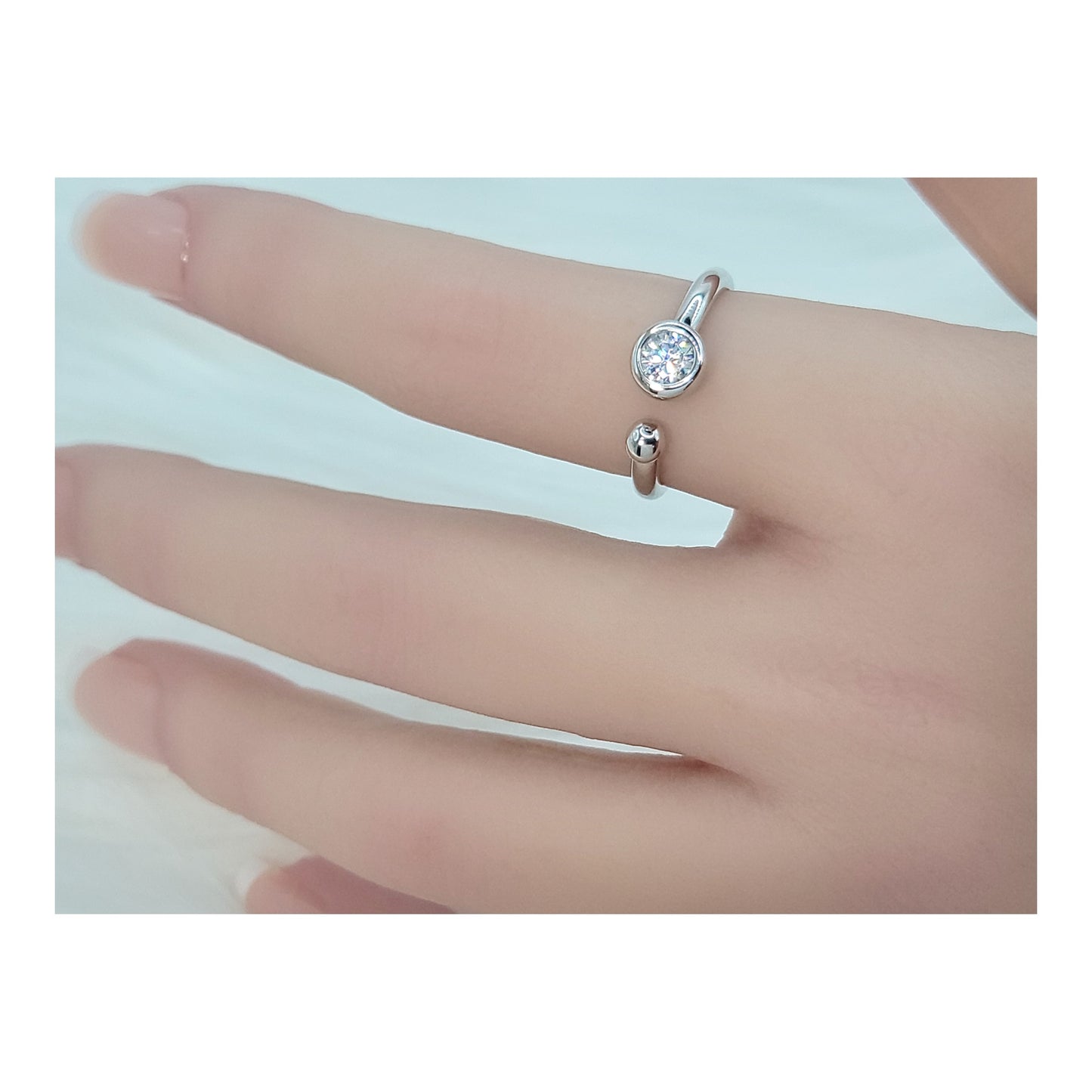 STEFANIE Round Cut Open Ring in Sterling Silver