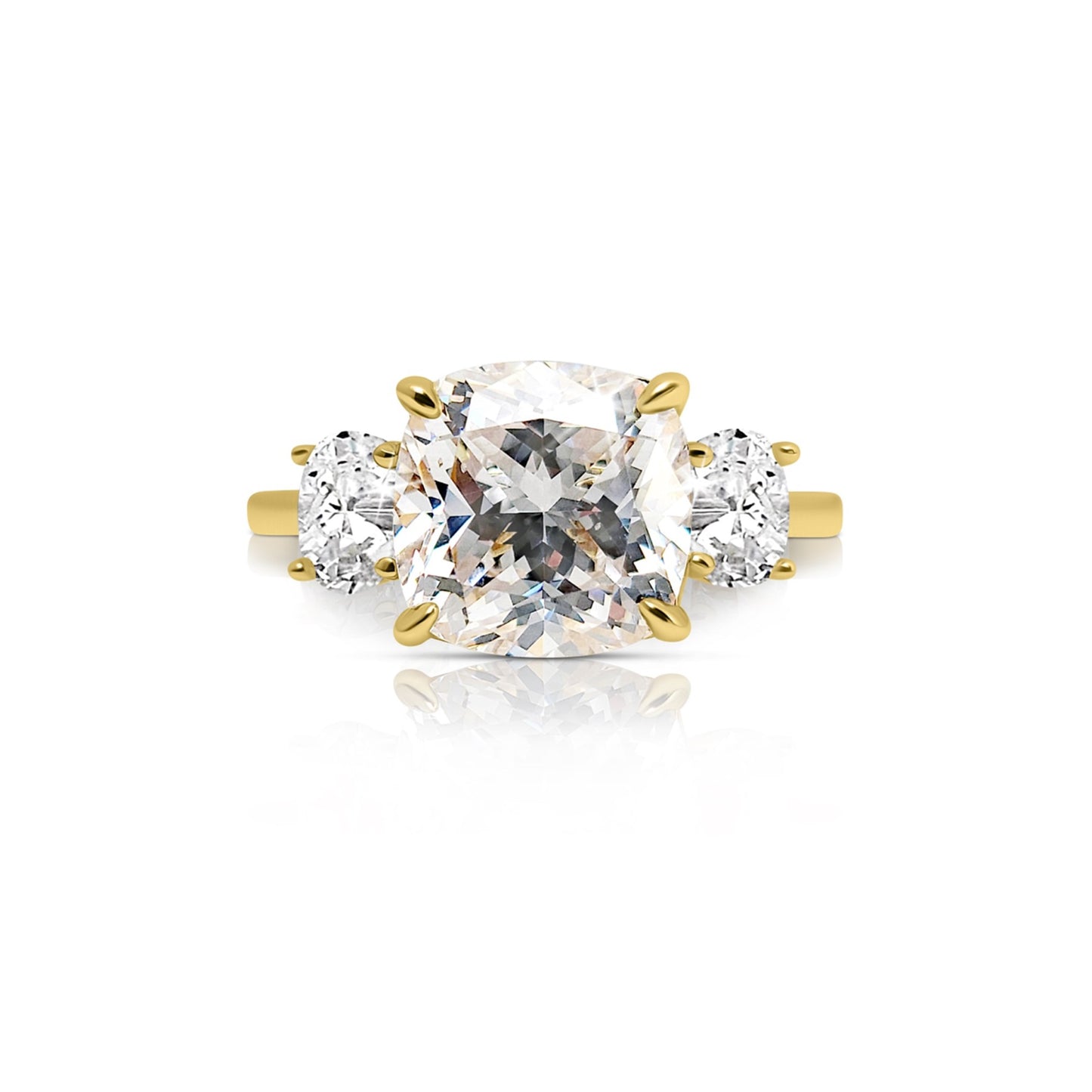 SUZIE White CZ Diamond Simulant Three Stone Ring 14K Gold Over Sterling Silver