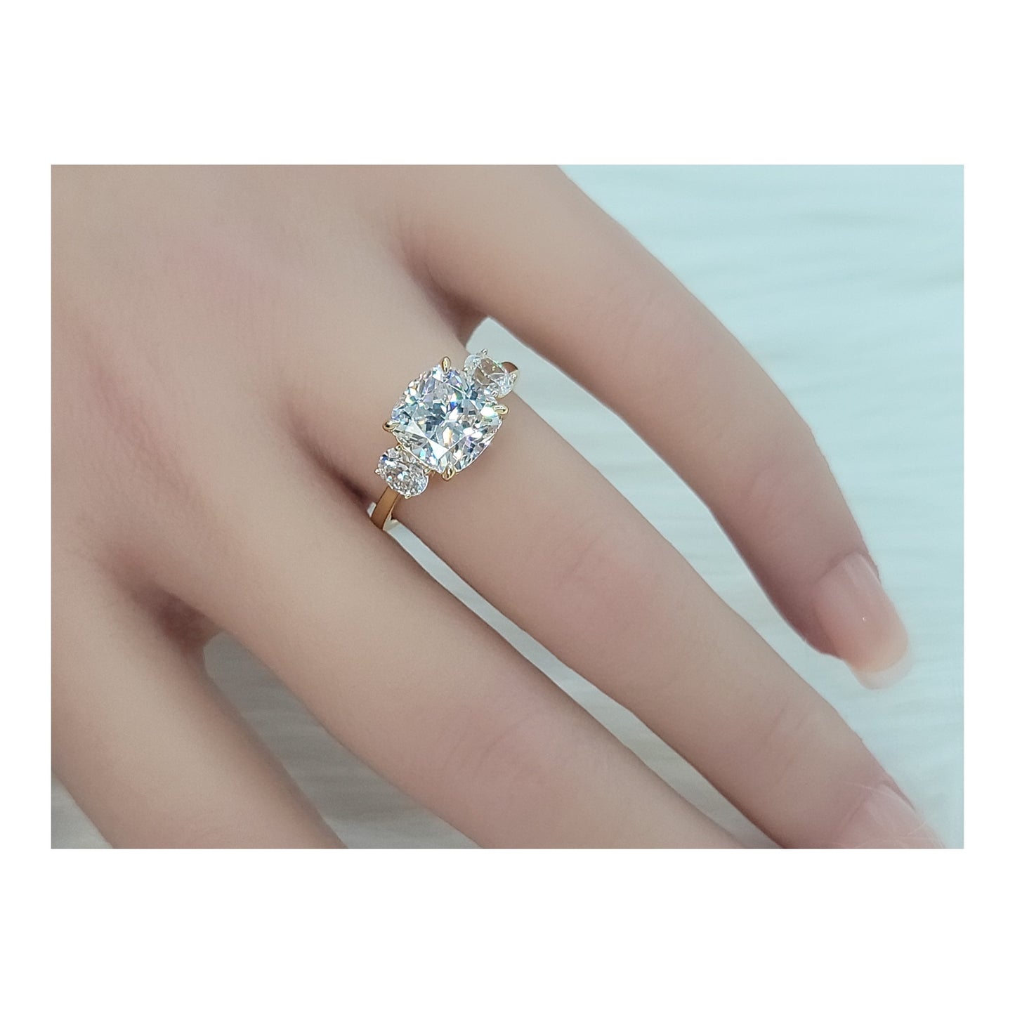 SUZIE White CZ Diamond Simulant Three Stone Ring 14K Gold Over Sterling Silver