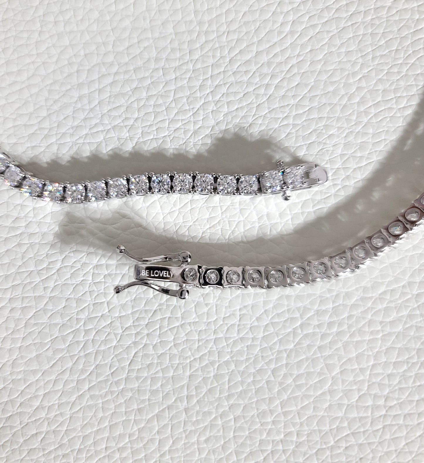 SKY 3MM Moissanite Tennis Necklace in Rhodium Over Sterling Silver