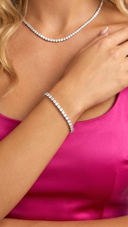STELLA 3MM Moissanite Tennis Bracelet in Rhodium Over Sterling Silver