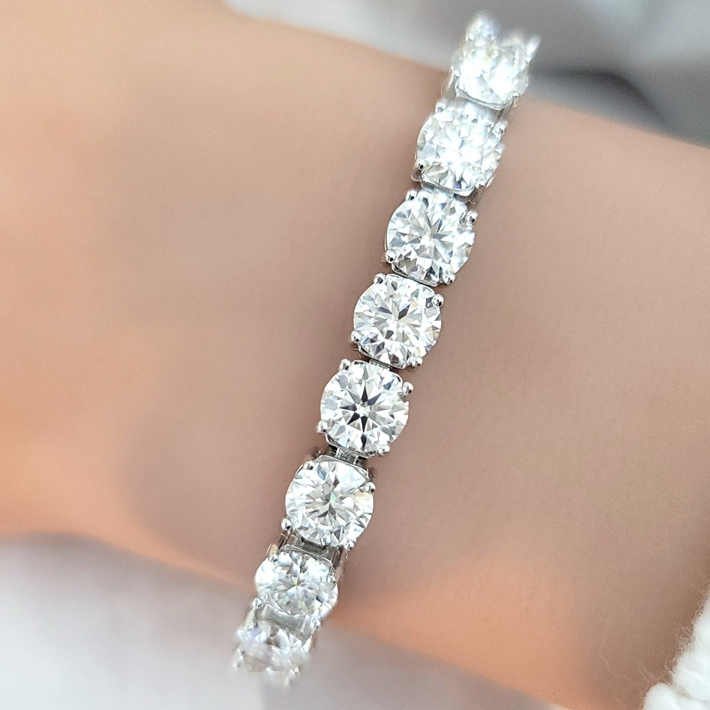 STELLA 6.5MM Moissanite Tennis Bracelet in Rhodium Over Sterling Silver