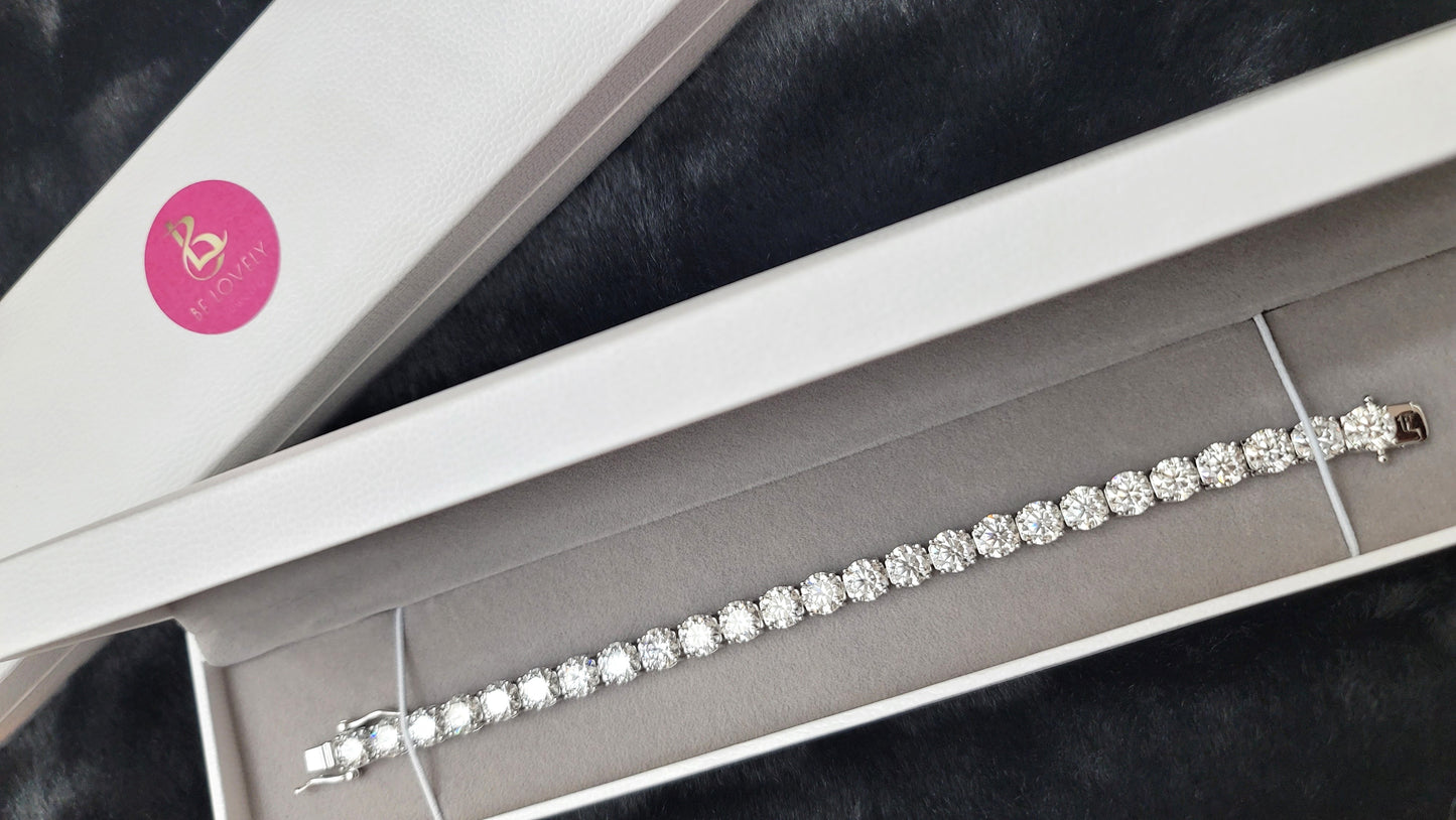 STELLA 6.5MM Moissanite Tennis Bracelet in Rhodium Over Sterling Silver