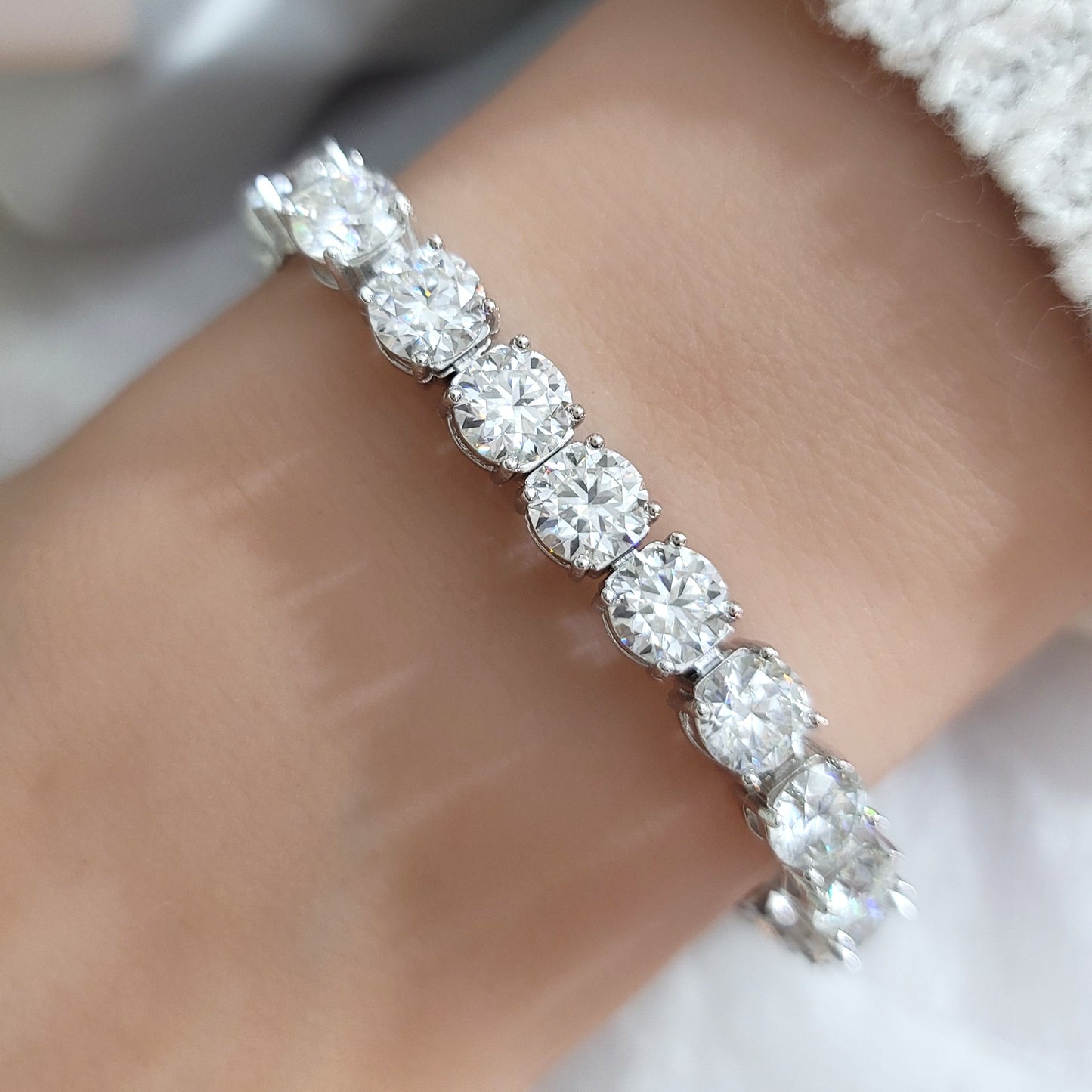 STELLA 6.5MM Moissanite Tennis Bracelet in Rhodium Over Sterling Silver