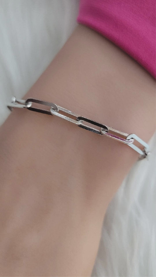 JENNY 4.5MM Paperclip Bracelet in Rhodium Over Sterling Silver