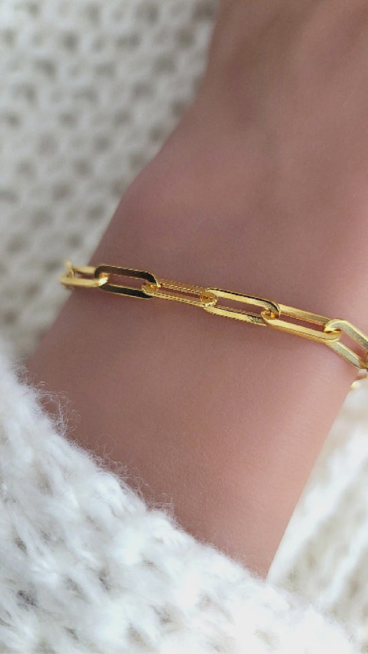 JENNY 4.5MM Paperclip Bracelet 18K Gold Vermeil on Sterling Silver
