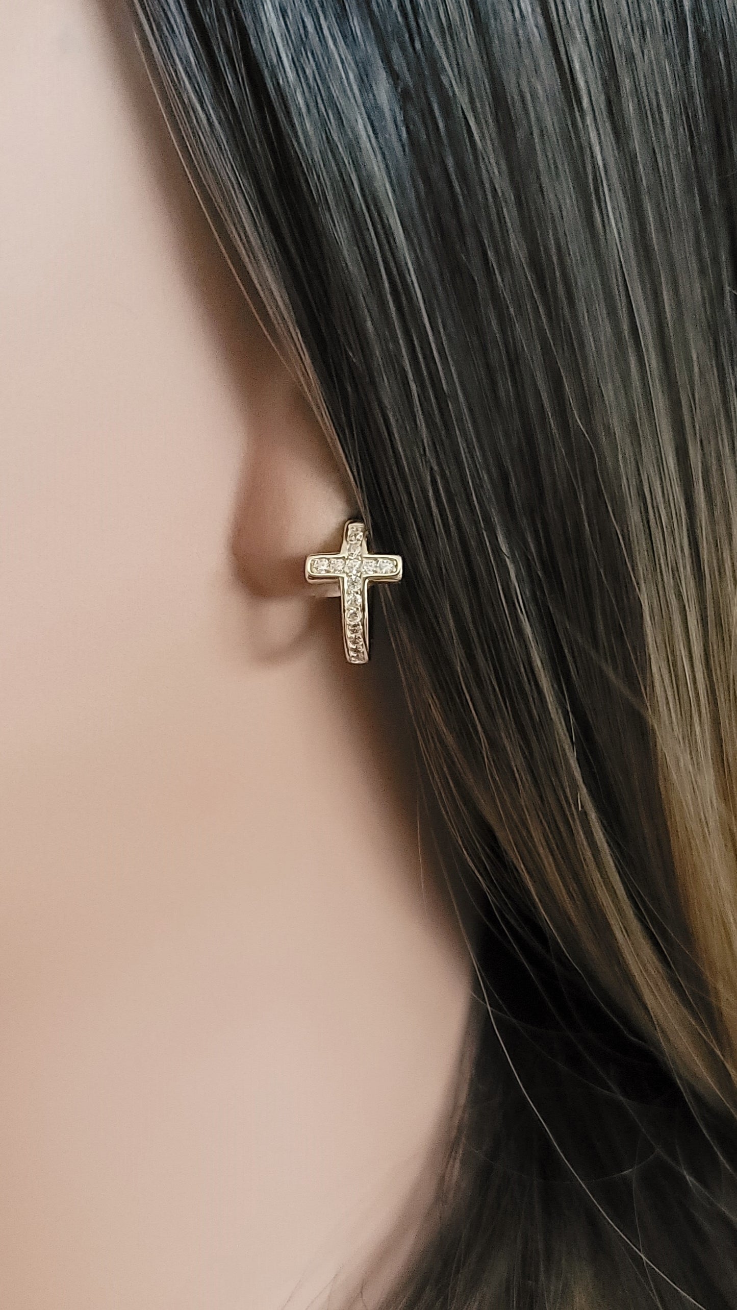 LARA Mini Cross Hoop Earrings 18K Gold Plated