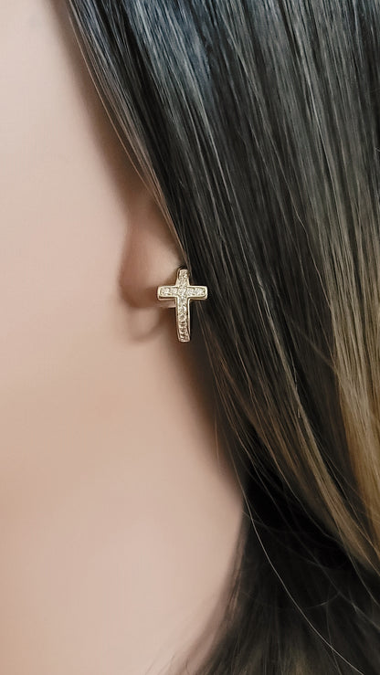 LARA Mini Cross Hoop Earrings 18K Gold Plated