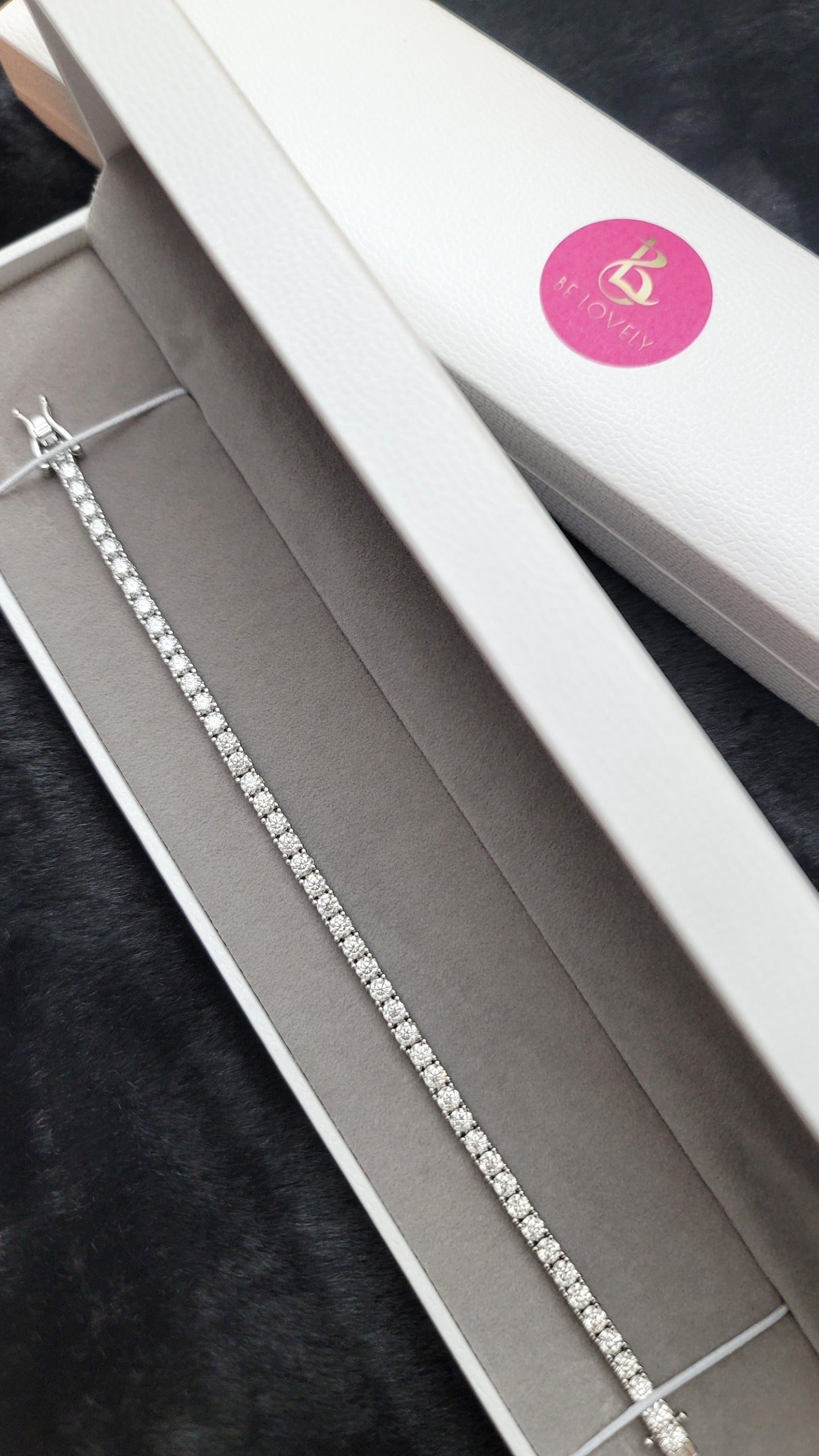 STELLA 3MM Moissanite Tennis Bracelet in Rhodium Over Sterling Silver