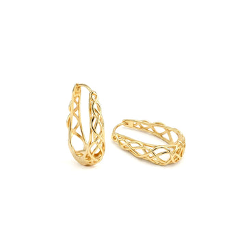 ADELE Twisted Net Oval Hoop Earrings in 18K GP