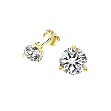 AINSLEY Large 8MM CZ Diamond Round Stud Earrings in 18K GP