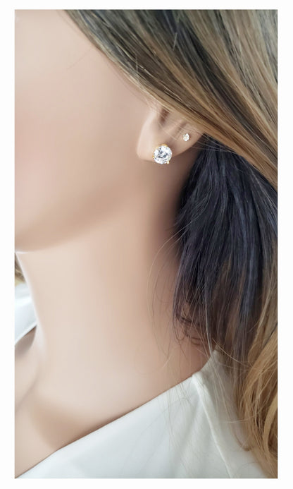 AISHA Large Cubic Zirconia Stud Earrings 18K - 8mm 3