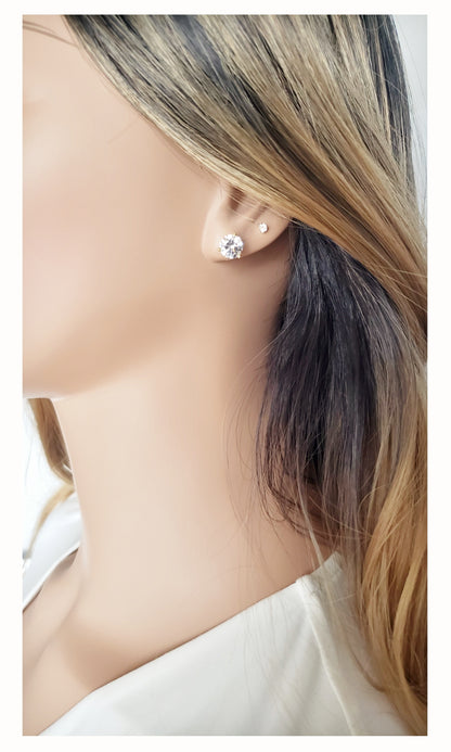 AISHA Large Cubic Zirconia Stud Earrings 18K - 8mm 5