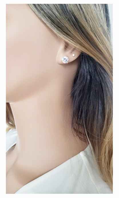 AISHA Large Cubic Zirconia Stud Earrings 18K - 8mm 6