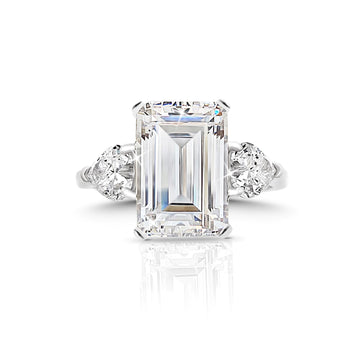 AMANDA Emerald Cut Three Stone CZ Diamond Ring
