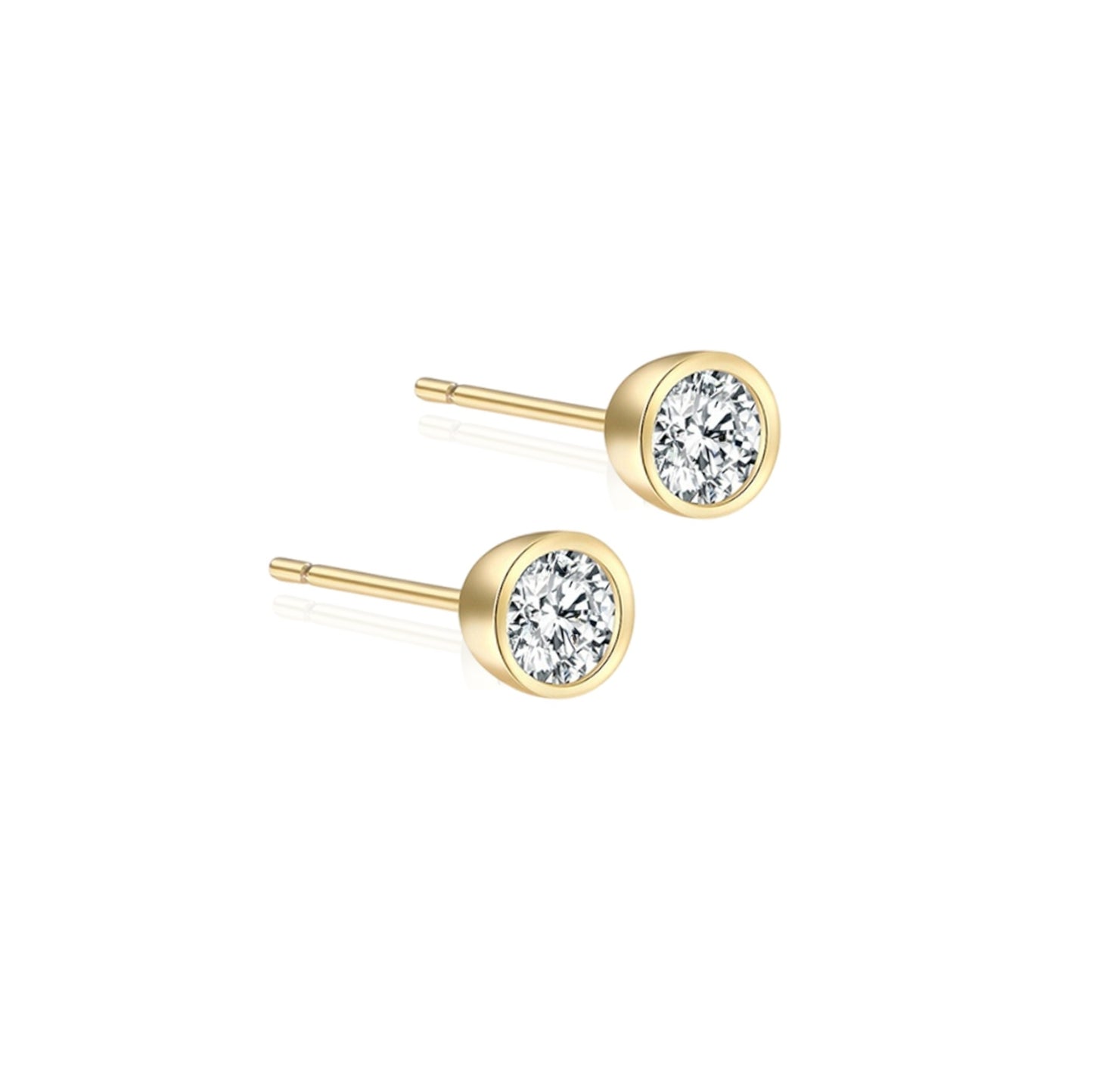 ANAÏS 5MM CZ Diamond Stud Earrings in 14K Gold Over Sterling Silver – Birthday, Mother's Day, Anniversary & Valentine's Day Gift for Her – Everyday Elegance