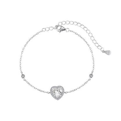 ANGIE Halo Heart Bracelet in Rhodium Over Sterling Silver
