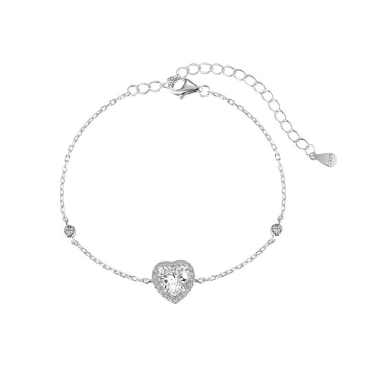 ANGIE Halo Heart Bracelet in Rhodium Over Sterling Silver