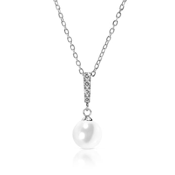 ANNETTE Crystal Pearl Pendant Necklace in 18K White GP